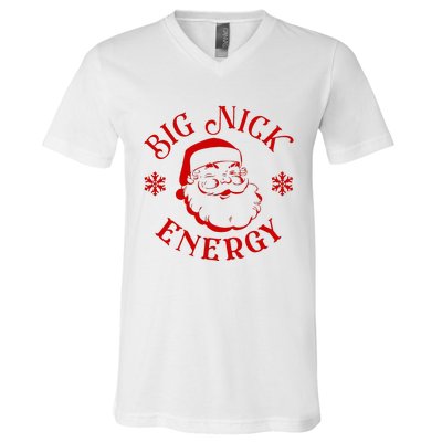 Big Nick Energy Christmas Retro Groovy Funny Vintage Santa V-Neck T-Shirt