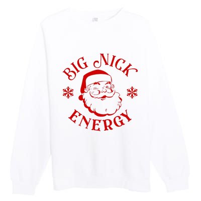 Big Nick Energy Christmas Retro Groovy Funny Vintage Santa Premium Crewneck Sweatshirt