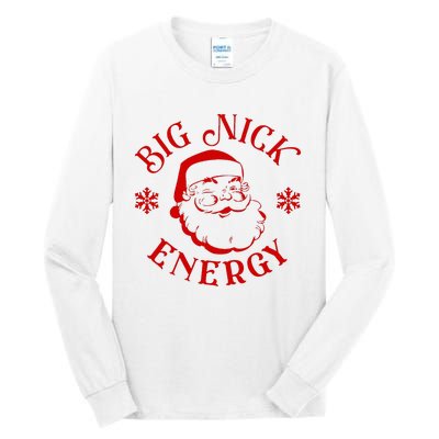 Big Nick Energy Christmas Retro Groovy Funny Vintage Santa Tall Long Sleeve T-Shirt