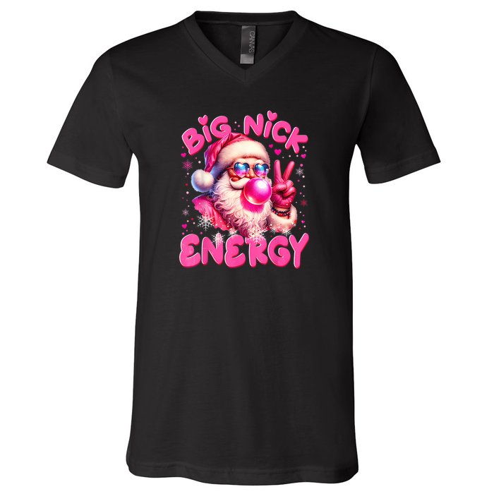 Big Nick Energy Funny Xmas Christmas Holiday V-Neck T-Shirt