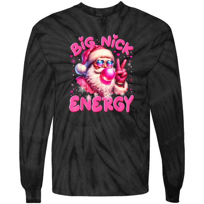 Big Nick Energy Funny Xmas Christmas Holiday Tie-Dye Long Sleeve Shirt