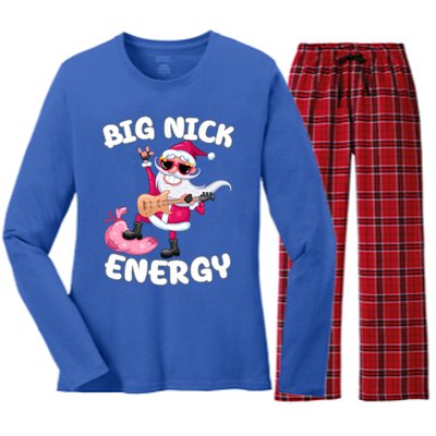 Big Nick Energy Cool Santa Christmas Funny Party Meaningful Gift Women's Long Sleeve Flannel Pajama Set 