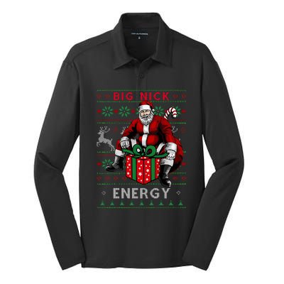 Big Nick Energy Funny Santa Christmas Xmas Ugly Christmas Sweater Silk Touch Performance Long Sleeve Polo