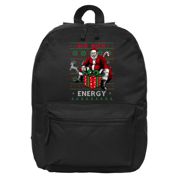 Big Nick Energy Funny Santa Christmas Xmas Ugly Christmas Sweater 16 in Basic Backpack