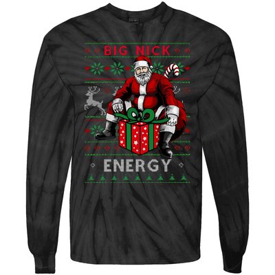 Big Nick Energy Funny Santa Christmas Xmas Ugly Christmas Sweater Tie-Dye Long Sleeve Shirt