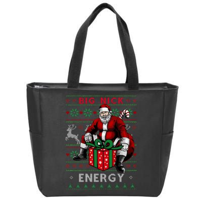 Big Nick Energy Funny Santa Christmas Xmas Ugly Christmas Sweater Zip Tote Bag