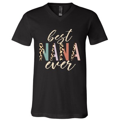 Best Nana Ever Gifts Leopard happy Mothers Day V-Neck T-Shirt