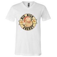 Big Nick Energy, Funny Vintage Santa Claus Wink Christmas V-Neck T-Shirt