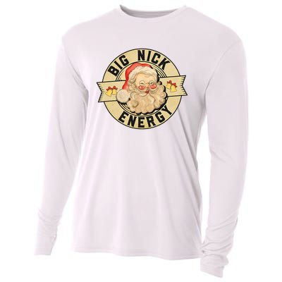 Big Nick Energy, Funny Vintage Santa Claus Wink Christmas Cooling Performance Long Sleeve Crew