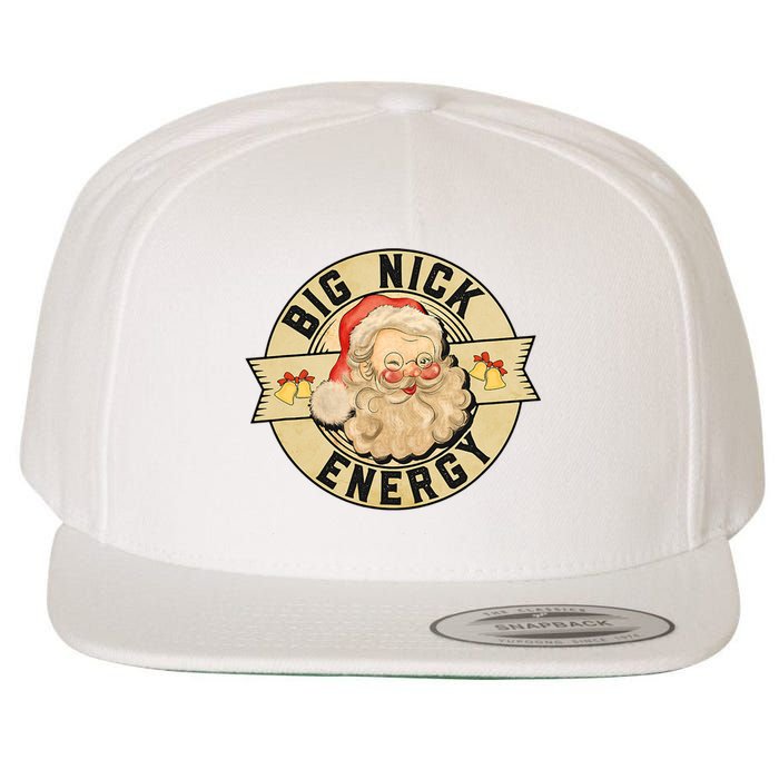 Big Nick Energy, Funny Vintage Santa Claus Wink Christmas Wool Snapback Cap