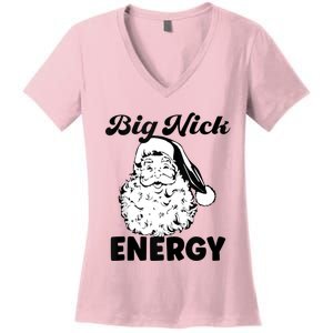 Big Nick Energy Shirt Santa Xmas Funny Christmas Women's V-Neck T-Shirt