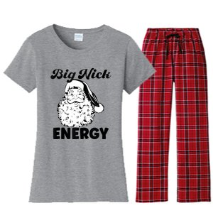 Big Nick Energy Shirt Santa Xmas Funny Christmas Women's Flannel Pajama Set