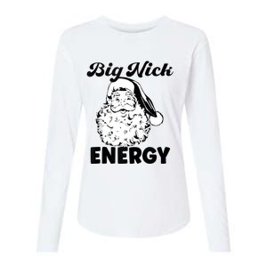 Big Nick Energy Shirt Santa Xmas Funny Christmas Womens Cotton Relaxed Long Sleeve T-Shirt