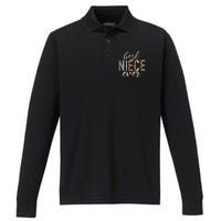 Best Niece Ever Gifts From Auntie Leopard mom Performance Long Sleeve Polo