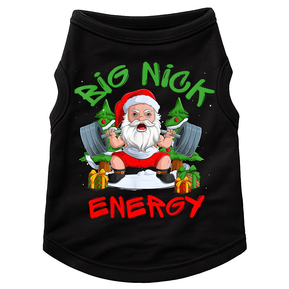 Big Nick Energy Santa Gym Fitness Weight Lifting Christmas Doggie Tank