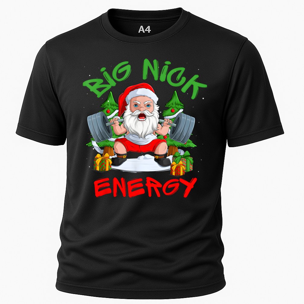 Big Nick Energy Santa Gym Fitness Weight Lifting Christmas Cooling Performance Crew T-Shirt