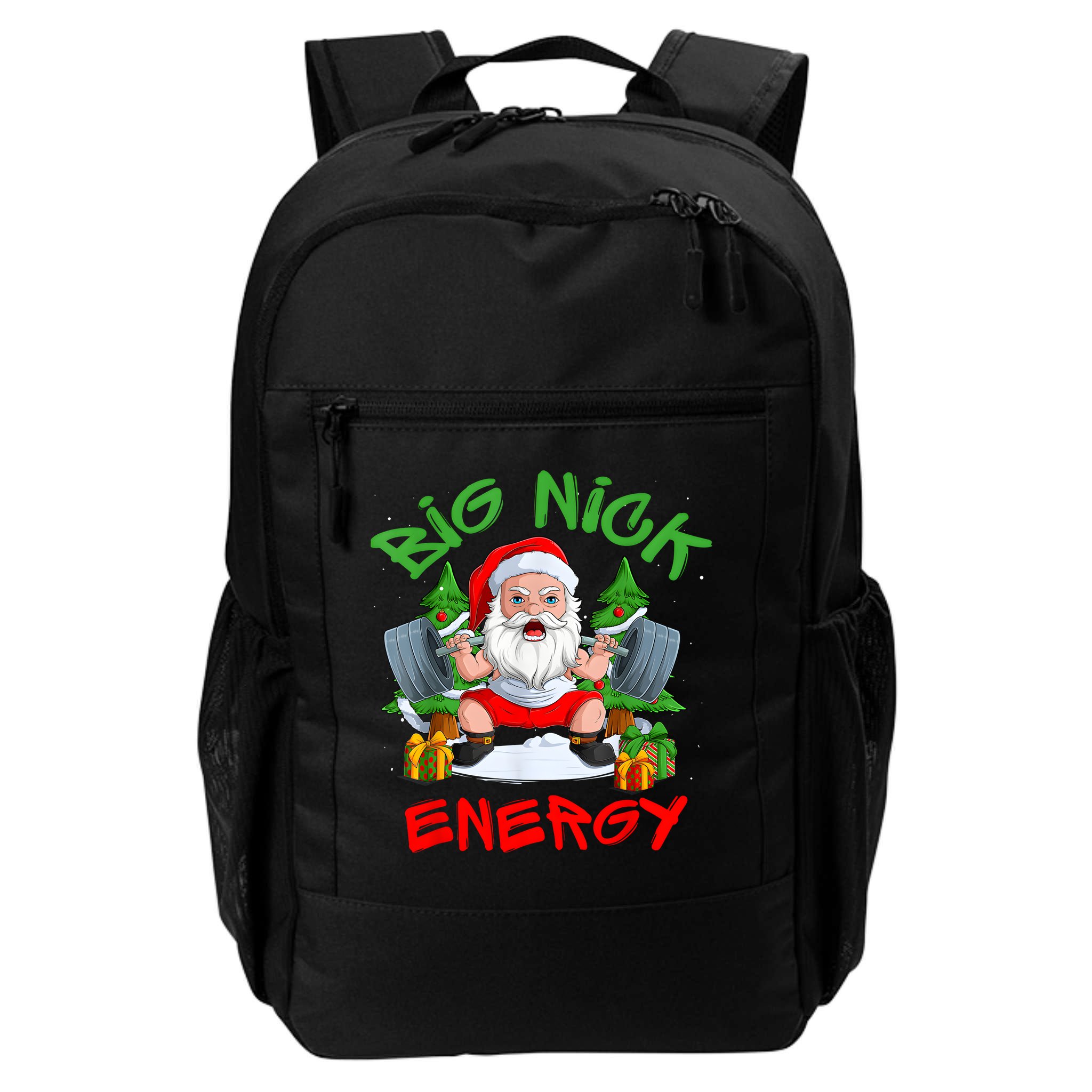 Big Nick Energy Santa Gym Fitness Weight Lifting Christmas Backpack