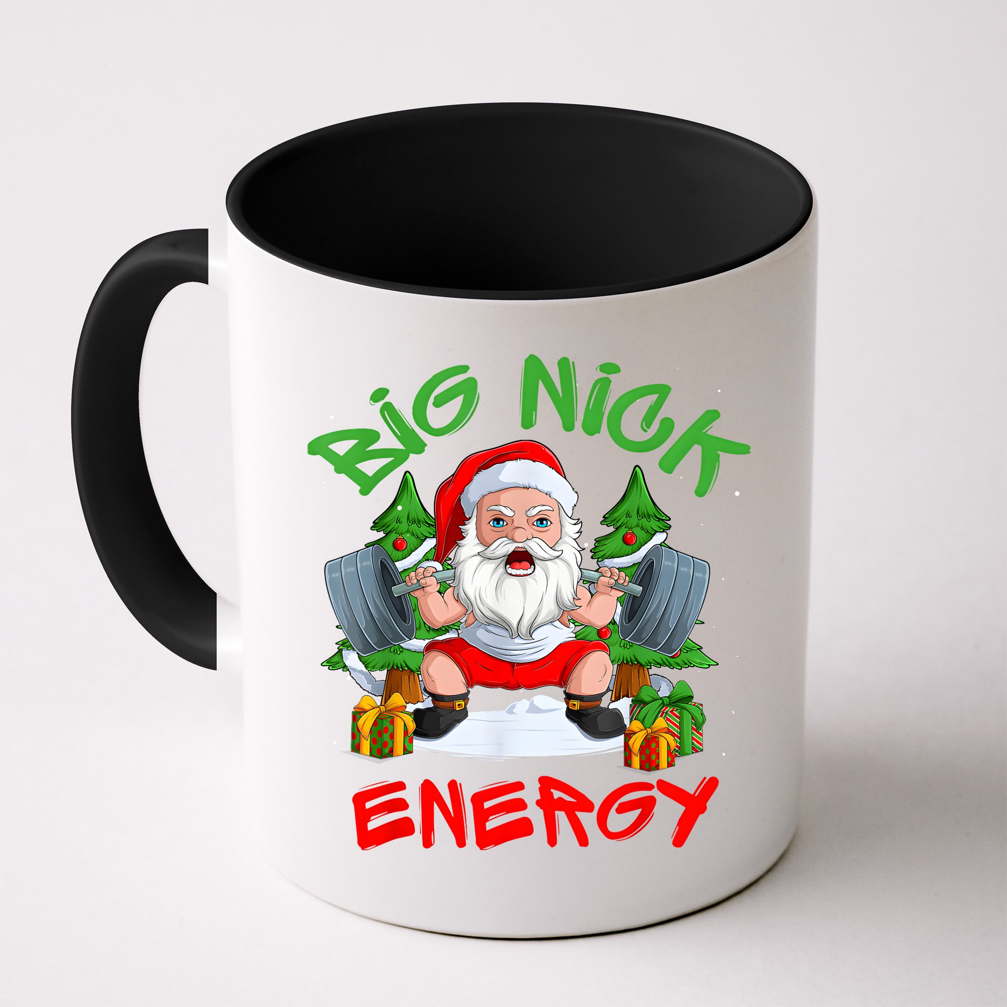 Big Nick Energy Santa Gym Fitness Weight Lifting Christmas Mug