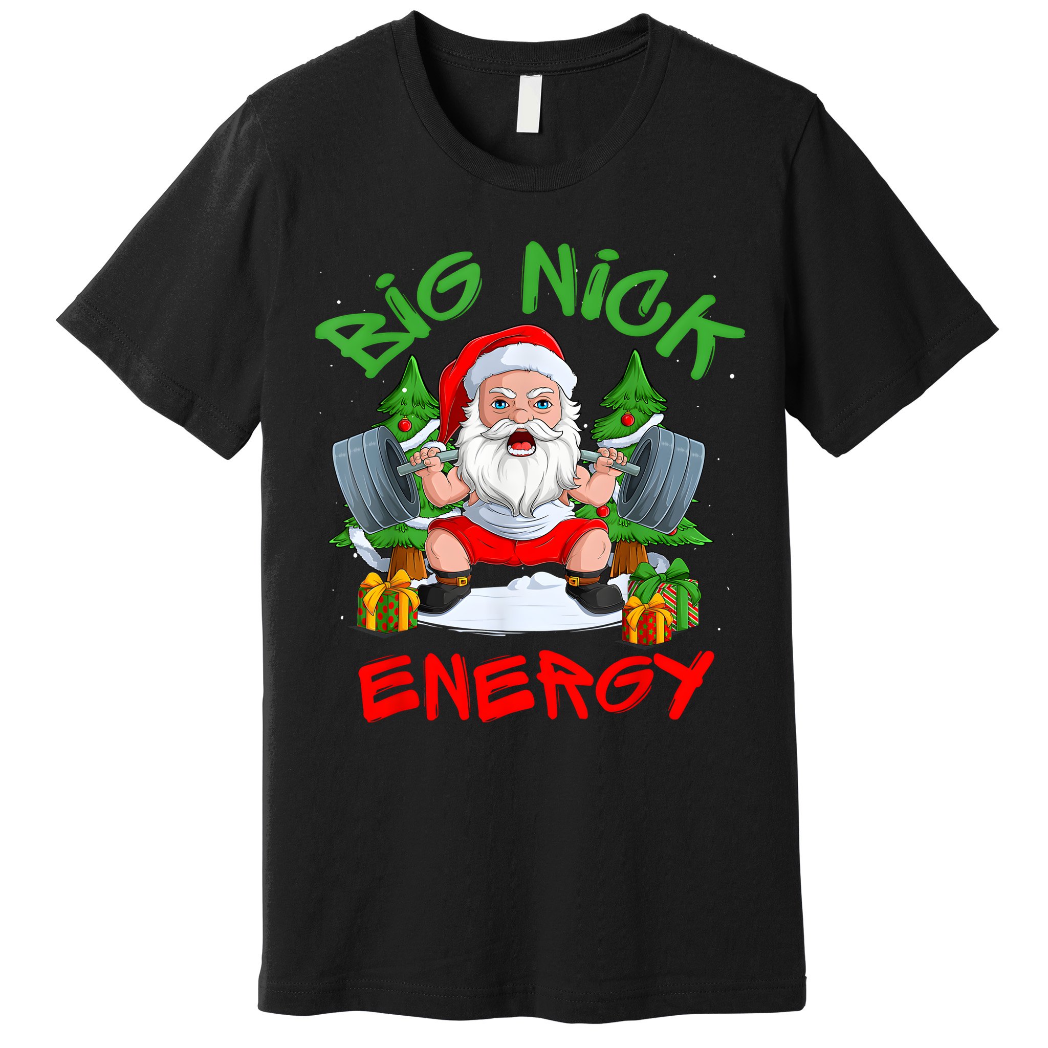 Big Nick Energy Santa Gym Fitness Weight Lifting Christmas Premium T-Shirt