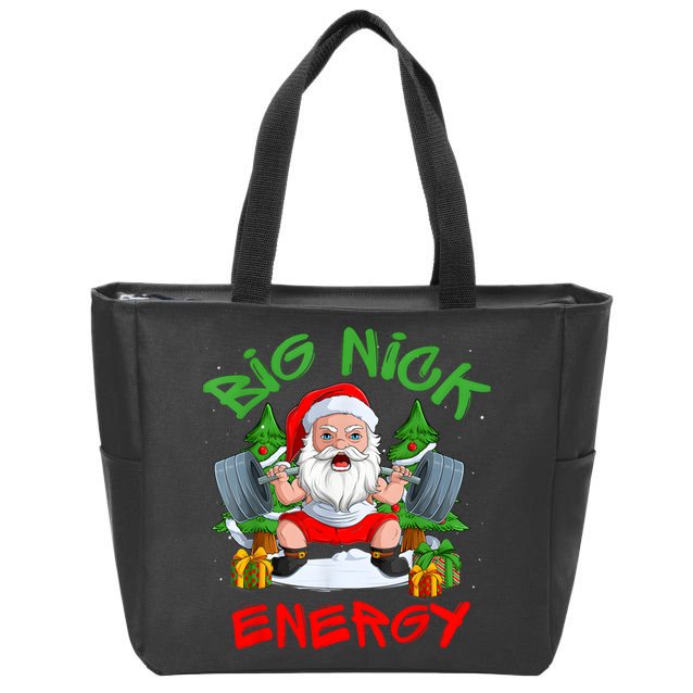Big Nick Energy Santa Gym Fitness Weight Lifting Christmas Zip Tote Bag