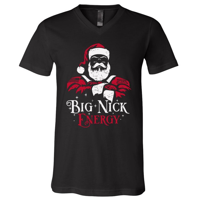 Big Nick Energy Santa Claus Christmas Xmas Holiday V-Neck T-Shirt