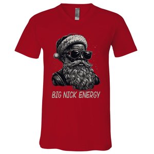 Big Nick Energy Santa Christmas Funny Cool Santa Xmas V-Neck T-Shirt