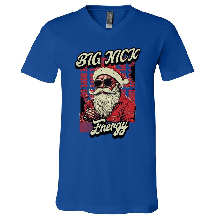 Big Nick Energy Funny Santa Christmas Ugly Christmas Cute Gift V-Neck T-Shirt