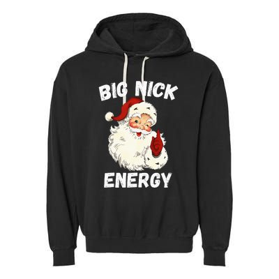 Big Nick Energy Santa Groovy Retro Vintage Garment-Dyed Fleece Hoodie