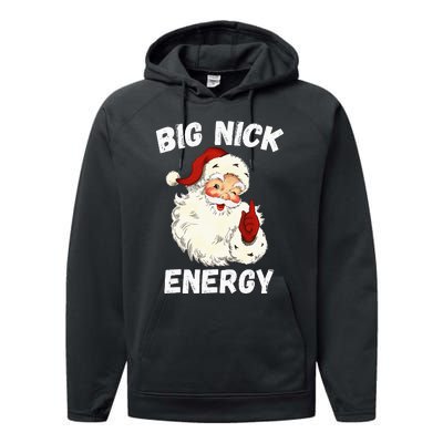 Big Nick Energy Santa Groovy Retro Vintage Performance Fleece Hoodie