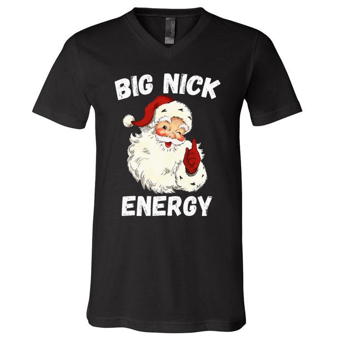 Big Nick Energy Santa Groovy Retro Vintage V-Neck T-Shirt