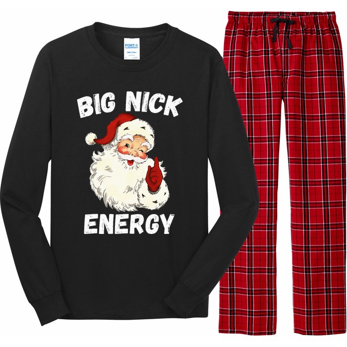 Big Nick Energy Santa Groovy Retro Vintage Long Sleeve Pajama Set