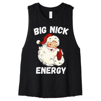 Big Nick Energy Santa Groovy Retro Vintage Women's Racerback Cropped Tank