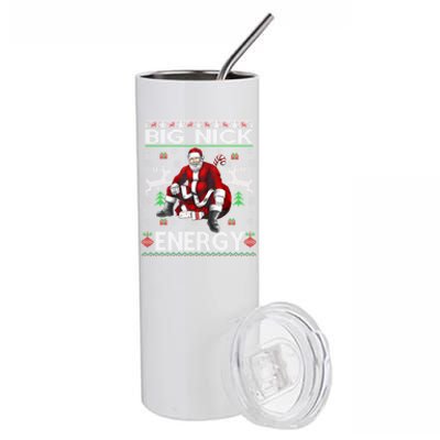 Big Nick Energy Funny Santa Christmas Ugly Sweater Gift Stainless Steel Tumbler