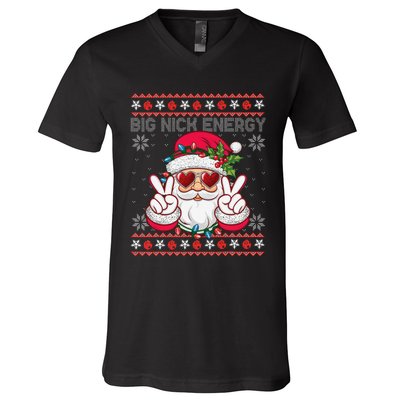 Big Nick Energy Santa Ugly Christmas Sweater V-Neck T-Shirt