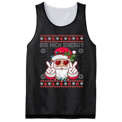 Big Nick Energy Santa Ugly Christmas Sweater Mesh Reversible Basketball Jersey Tank