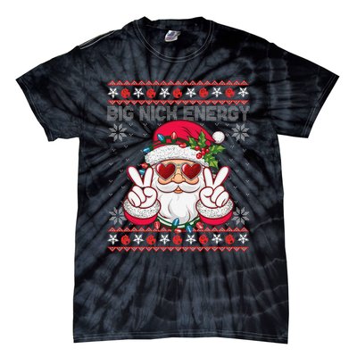 Big Nick Energy Santa Ugly Christmas Sweater Tie-Dye T-Shirt