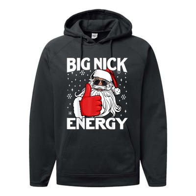 Big Nick Energy Vintage Red Santa Claus Red Christmas Design Performance Fleece Hoodie