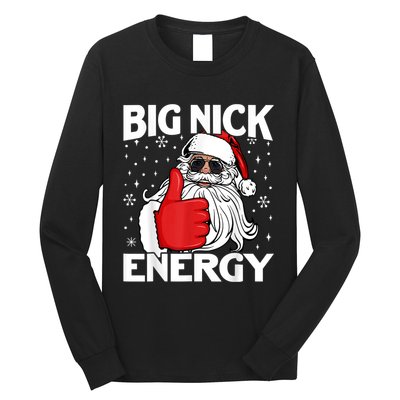 Big Nick Energy Vintage Red Santa Claus Red Christmas Design Long Sleeve Shirt