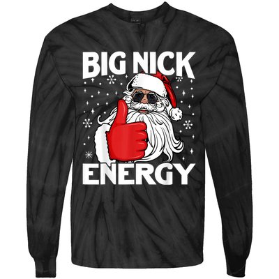 Big Nick Energy Vintage Red Santa Claus Red Christmas Design Tie-Dye Long Sleeve Shirt