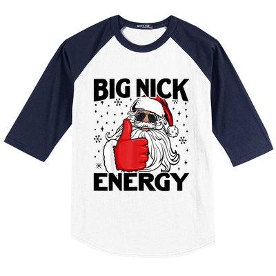 Big Nick Energy Vintage Red Santa Claus Red Christmas Design Baseball Sleeve Shirt