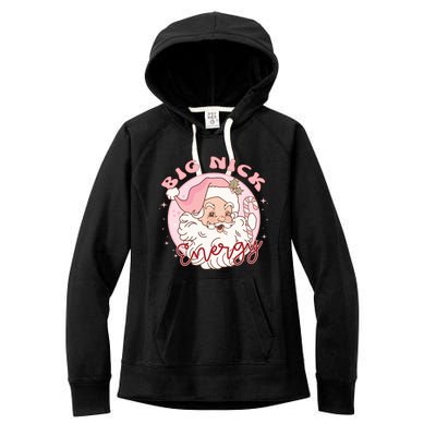 Big Nick Energy Pink Santa Claus Vintage Chirstmas Gift Women's Fleece Hoodie