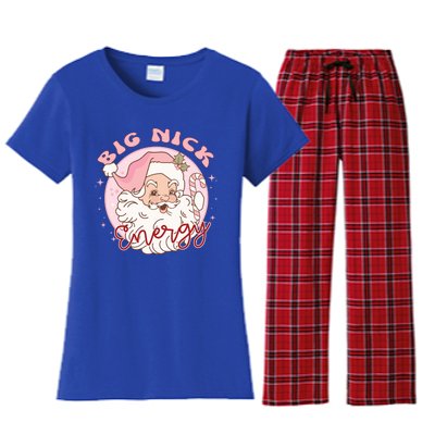 Big Nick Energy Pink Santa Claus Vintage Chirstmas Gift Women's Flannel Pajama Set