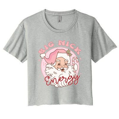 Big Nick Energy Pink Santa Claus Vintage Chirstmas Gift Women's Crop Top Tee