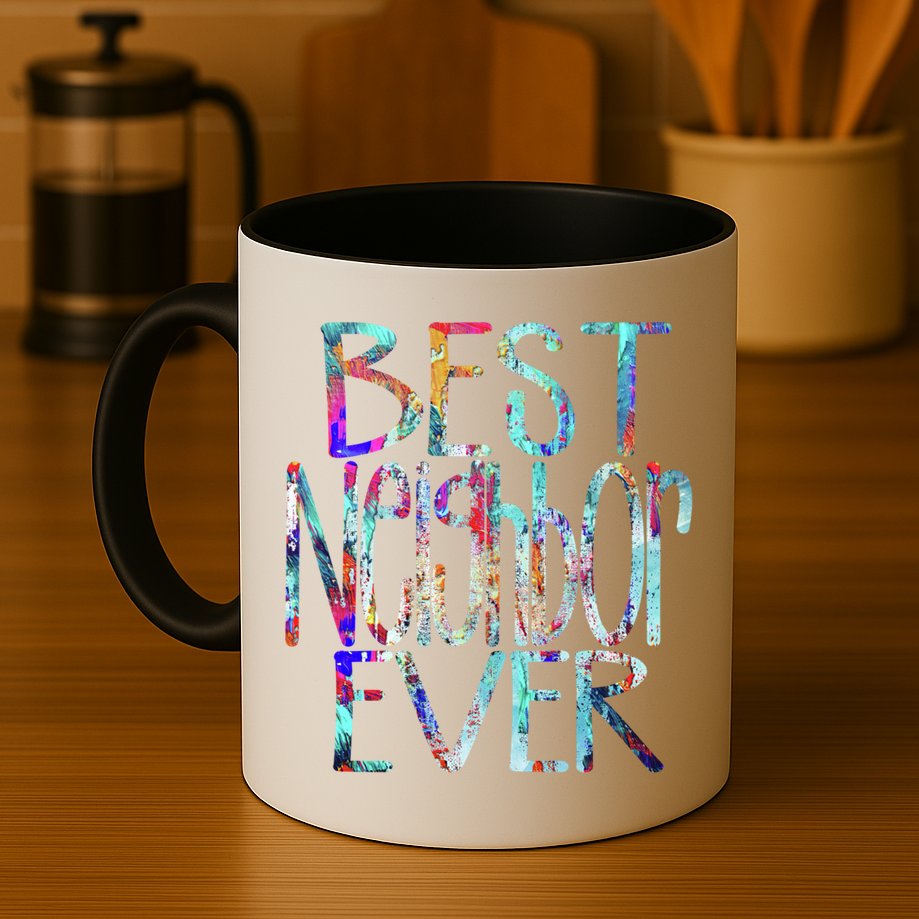 Best Neighbor Ever Colorful Neighbors Gift Mug