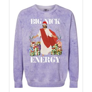 Big Nick Energy Jesus Funny Christmas For Matching Family Colorblast Crewneck Sweatshirt