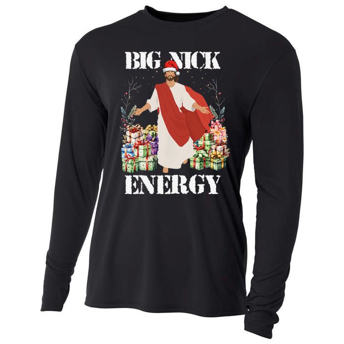 Big Nick Energy Jesus Funny Christmas For Matching Family Cooling Performance Long Sleeve Crew