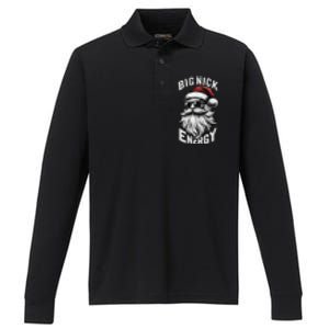 Big Nick Energy Funny Santa Christmas Performance Long Sleeve Polo