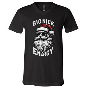 Big Nick Energy Funny Santa Christmas V-Neck T-Shirt