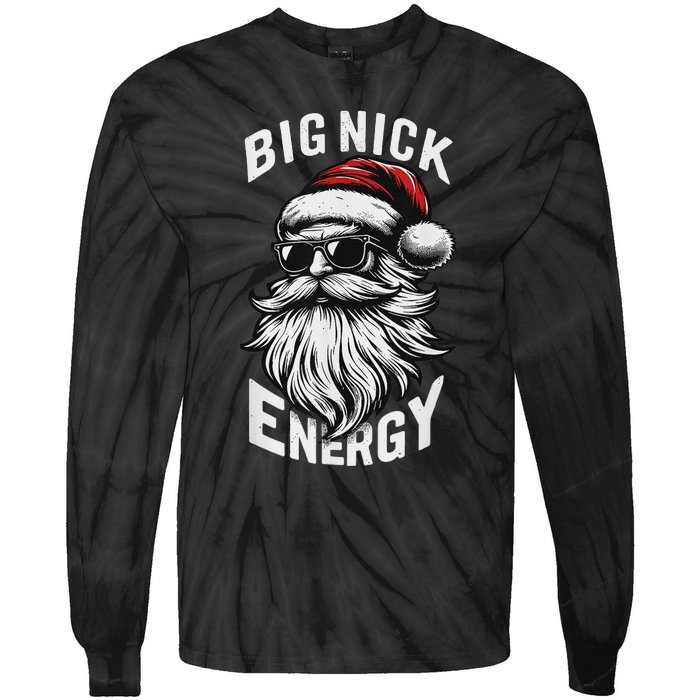 Big Nick Energy Funny Santa Christmas Tie-Dye Long Sleeve Shirt