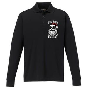 Big Nick Energy Funny Santa Christmas Performance Long Sleeve Polo